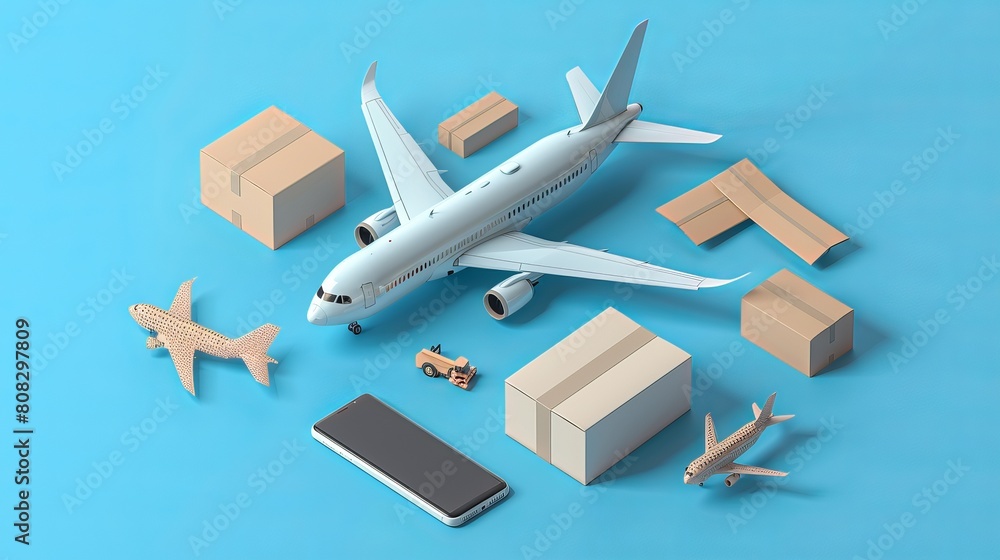 Aufkleber 3d render illustration of a logistic application service concept, featuring a global logistics netwo