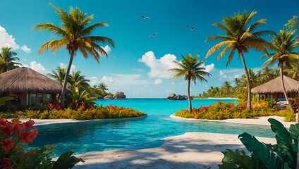 Naklejka premium Stunning island of the Bahamas scenery