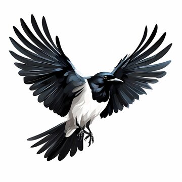 vector illustration of the stone magpie bird monogram on black and white background