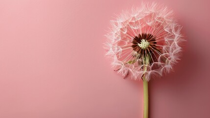 Pink Dandelion on Pink Background