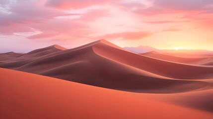 Desert sand dunes panorama at sunset. 3d render - Powered by Adobe