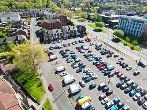 High Angle View of Central Rotherham City of England United Kingdom. April 4th, 2024