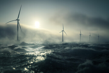 Offshore wind farm utilizing large turbines to generate clean energy