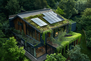 Modern eco-friendly home showcasing solar energy solutions