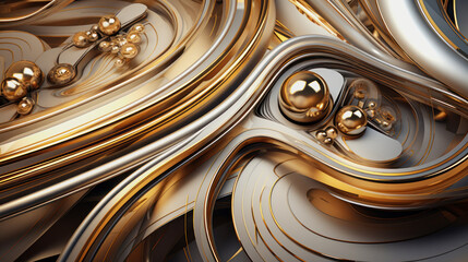 background illustration, metallic 3d abstract pattern in gold color