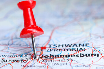 Johannesburg, South Africa pin on map
