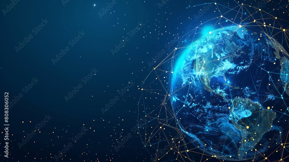 Aufkleber panoramic abstract dot and triangle connection background., the world is connect and smaller concept