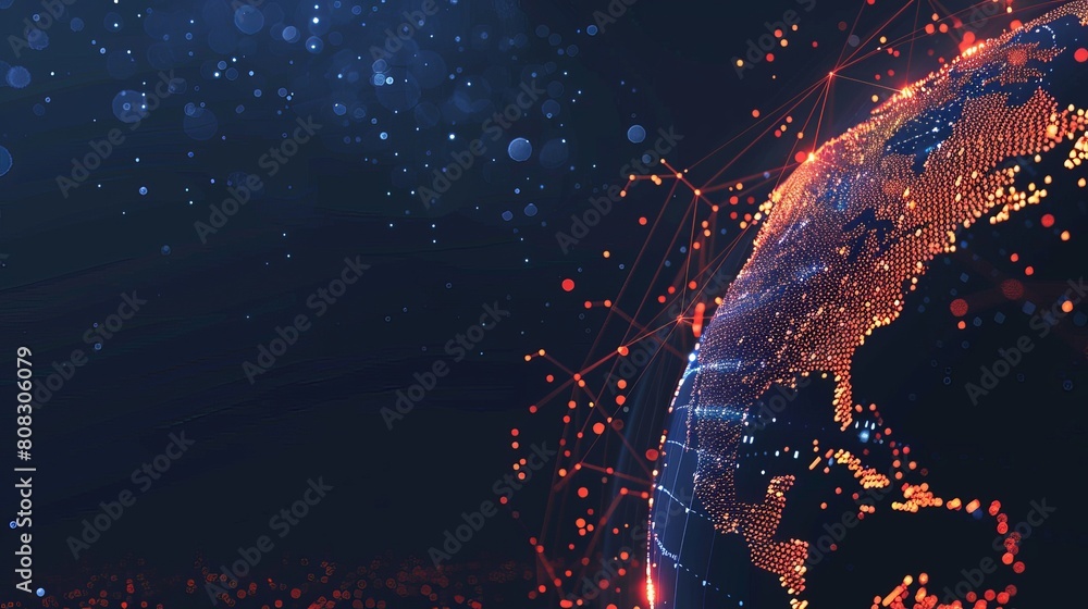 Poster panoramic abstract dot and triangle connection background., the world is connect and smaller concept