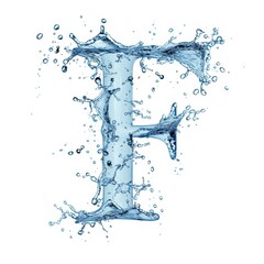 Fototapeta premium Ice letter F. Aquamarine Latin letter made of water and splash on white background. Letter F water splash alphabet isolated on white. 3D rendering illustration.