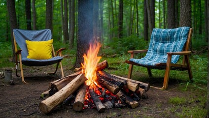 camping in the forest