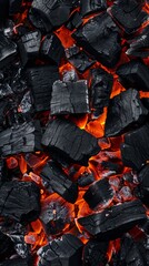 Vertical Composition of Fiery Coal Burning in Forge or BBQ