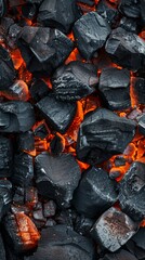Blazing Charcoal Embers in a Vertical Barbecue Shot
