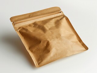 A brown paper bag with a white background.