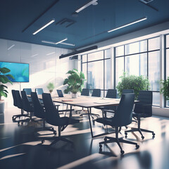 Fototapeta premium modern office interior with table. Empty corporate interior board office, empty office interior furniture 