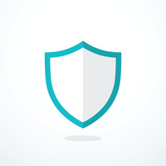 White and blue shield icon. Vector illustration