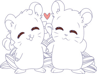 Cute baby  hamster coloring page for kids
