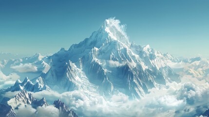 Towering Mountain Surrounded by Clouds - Powered by Adobe