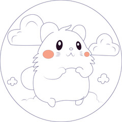 Cute baby  hamster coloring page for kids