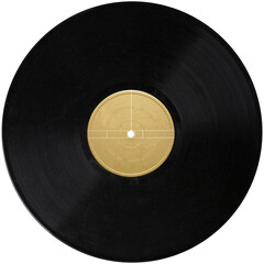 vinyl record gold label, realistic photography isolated png on transparent background for graphic...