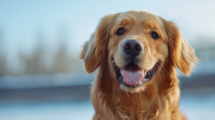 portrait of a cheerful golden retriever, made with AI