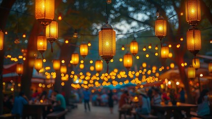 Group of Lanterns Hanging From a Tree