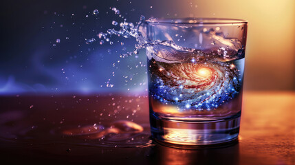 a galaxy inside a glass of water