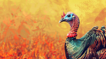 vivid farm turkey background with copy space