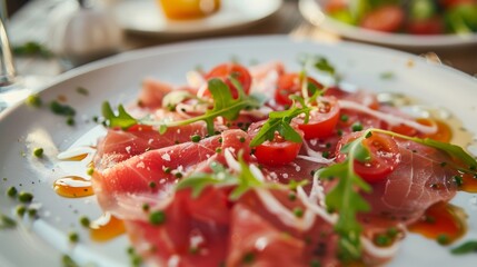 A Vatican dish. Carpaccio is raw pickled meat.