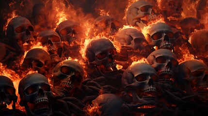 mountain of flaming skulls, infernal backdrop