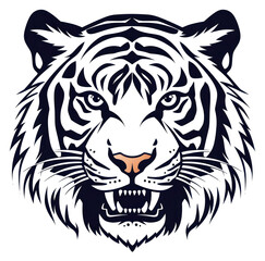 Fototapeta premium PNG Tiger shape in embroidery style animal mammal white.