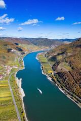 Danube valley in Austria with the danube river. Wachau is a wine-growing area and part of the...
