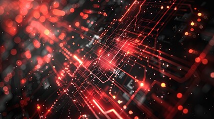 Obraz premium A computer chip with red and black lines