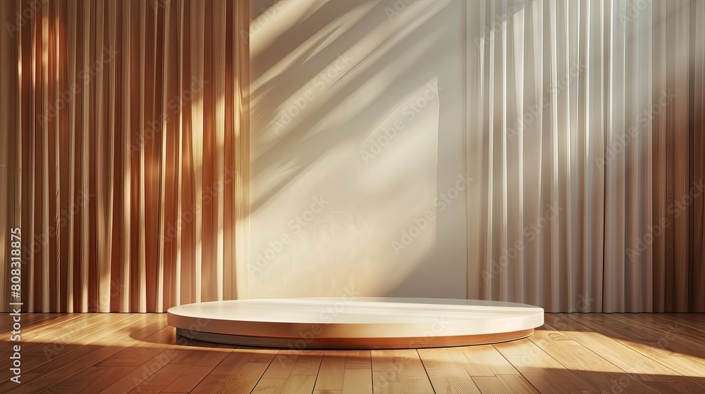 Poster this 3d rendering presents a stage mockup with an empty wall screen template.