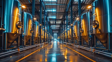 Obraz premium A large industrial building with many tanks and pipes