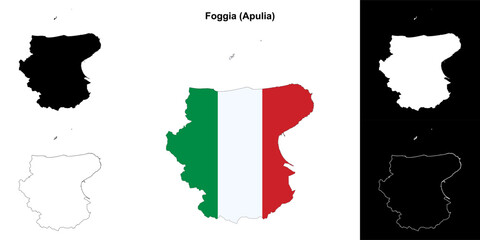 Foggia province outline map set