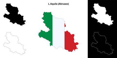 L Aquila province outline map set