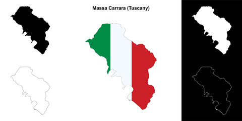Massa Carrara province outline map set - obrazy, fototapety, plakaty