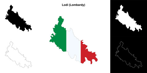 Lodi province outline map set
