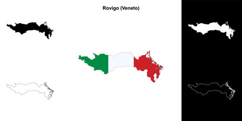 Rovigo province outline map set