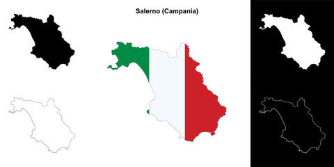 Salerno province outline map set