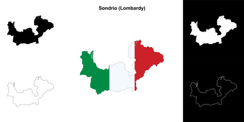 Sondrio province outline map set