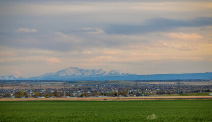 Colorado Living. Aurora, Colorado - Denver Metro Area Residential Panorama with the view of a Pikes...