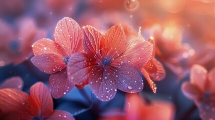 Pink Flowers With Water Droplets