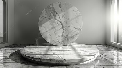 Round Marble Table With Two Vases