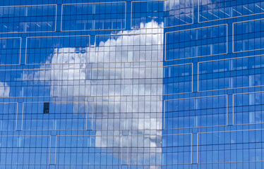 Architectural Abstraction.  Sky reflection in the Highrise Office Buildings in the Denver Tech Center Business District, Colorado 