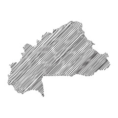 Burkina Faso thread map line vector illustration