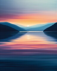 Colorful Sunset Reflection Over Tranquil Lake