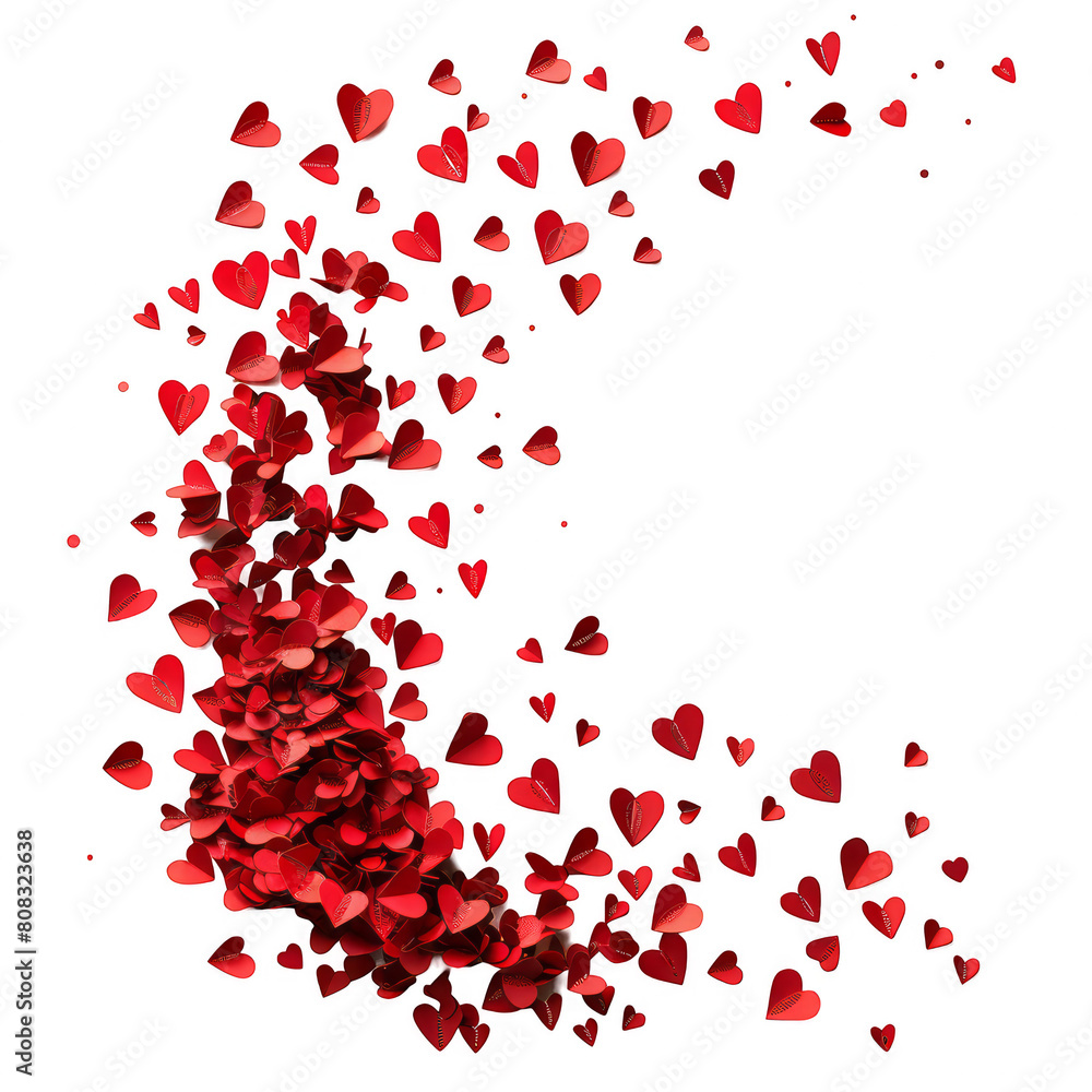 Poster a heart-shaped design with many red hearts scattered around it. the design is meant to evoke feeling