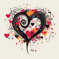 abstract heart and music notes design