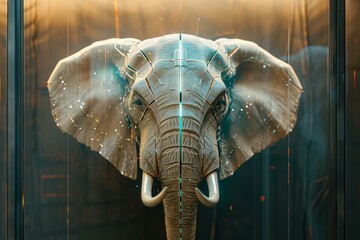 Technological Ai elephant head. Futuristic animal nature. Generate Ai